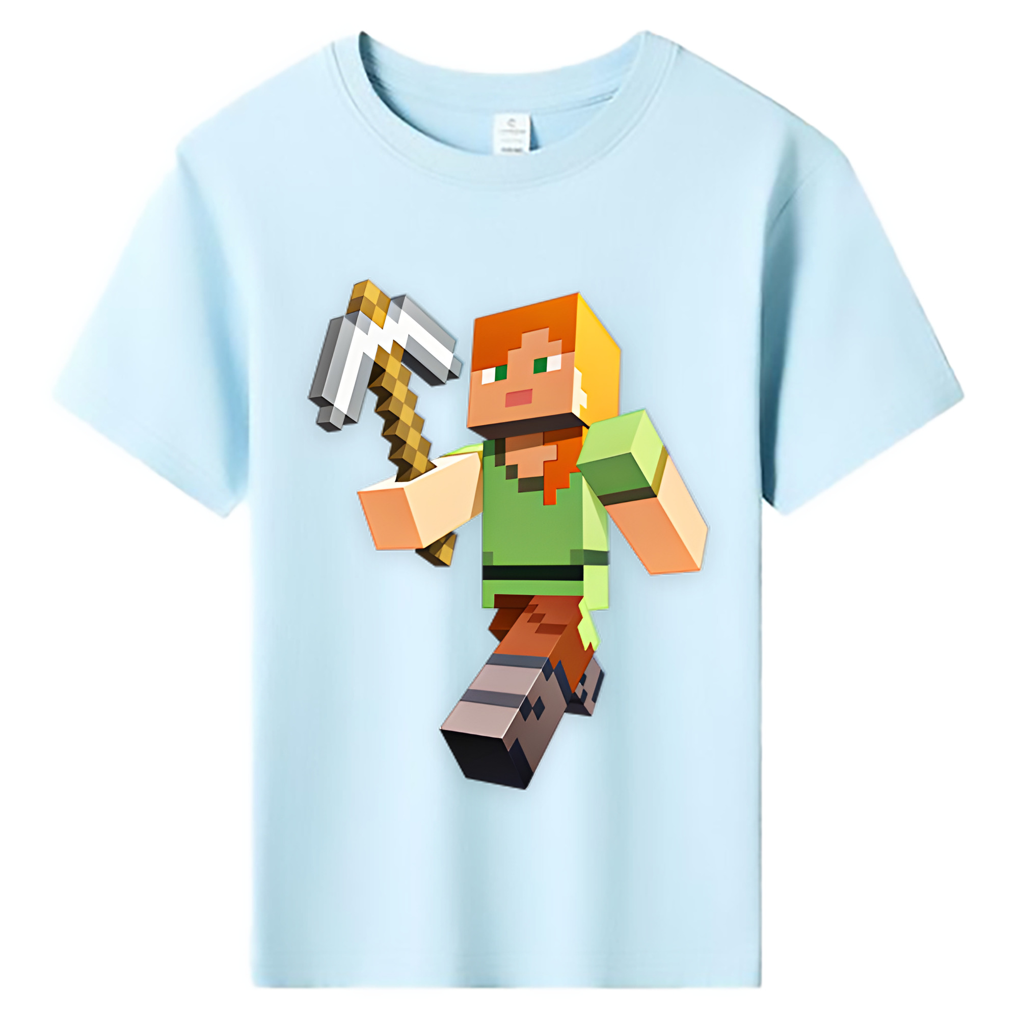 （画像用） マインクラフト ブロックの世界 Minecraft MC Block world 綿100％キッズTシャツ（フロントプリント）